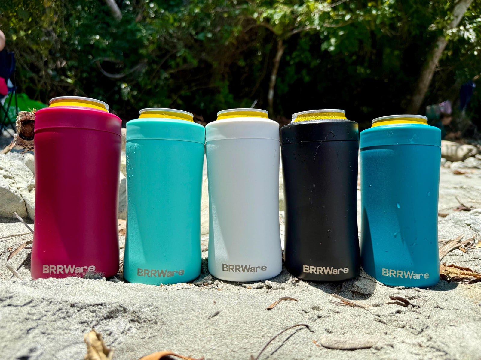 Five BRRHolder colors at the beach